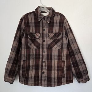 Merona Brown Flannel Button Up Jacket Sz M